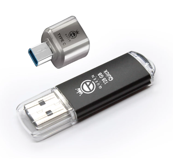 نمونه محصول تستی فلش مموری کوئین تک مدل QUICK C-PLUS ظرفیت 64 گیگا بایت به همراه مبدل usb-c otg